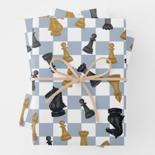 Hoja De Papel De Regalo Juego de Ajedrez de Ajedrez de Reyes y Reinas
