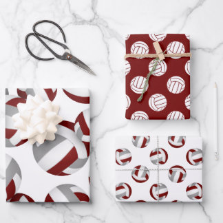 Hoja De Papel De Regalo juego de bolas de voleibol gris marrón de 3 conjun