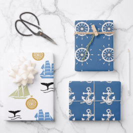 Hoja De Papel De Regalo Juego de envoltorios - Tema Náutico