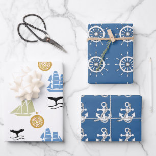 Hoja De Papel De Regalo Juego de envoltorios - Tema Náutico