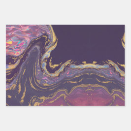 Hoja De Papel De Regalo Juego de envolvimiento de lujo de mármol iridiscen