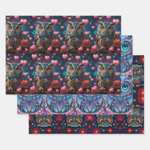 Hoja De Papel De Regalo Juego de lechuzas