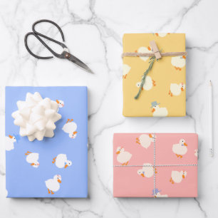 Hoja De Papel De Regalo Juego de patos lindos para baby shower de 3 unidad