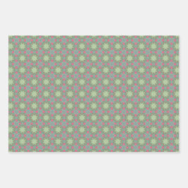 Hoja De Papel De Regalo Juego de patrón verde geométrico de primavera