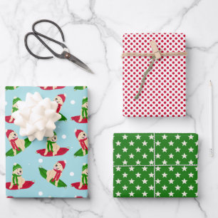 Hoja De Papel De Regalo Juego de regalo del Día de Salto de Invierno del P