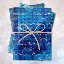 Hoja De Papel De Regalo Juego de texto de cumpleaños de los hombres azules