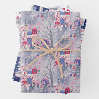 Hoja De Papel De Regalo Juego de tres libros de cuento de hadas encantados