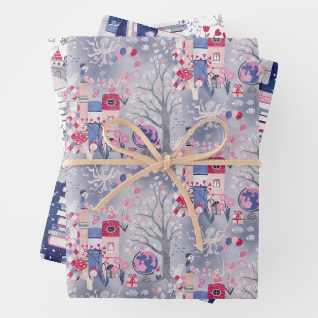 Hoja De Papel De Regalo Juego de tres libros de cuento de hadas encantados (In situ)