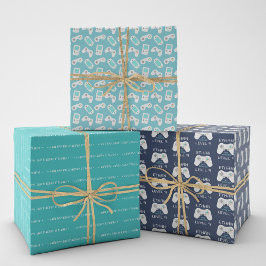 Hoja De Papel De Regalo Juego de vídeo retro Tema de cumpleaños personaliz