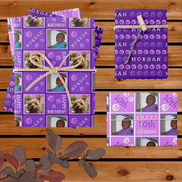 Hoja De Papel De Regalo Jueves Morado 3 Foto Cualquier Edad Añadir Nombre