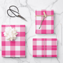 Hoja De Papel De Regalo Jugada de verificación de Gingham rosa y blanca