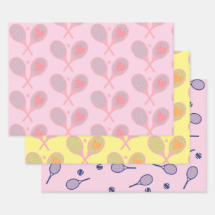 Hoja De Papel De Regalo Jugador de tenis del corazón del Pastel Racquets P