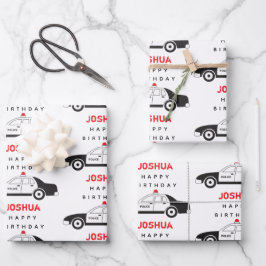 Hoja De Papel De Regalo Juguete Carro de policía Nombre personalizado Niño