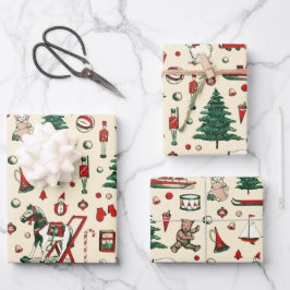 Hoja De Papel De Regalo Juguetes de la época de Navidad Caballo de árbol