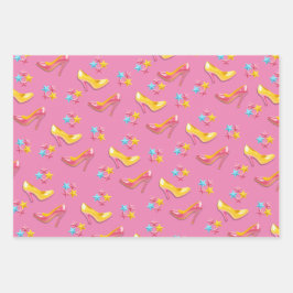 Hoja De Papel De Regalo Juguetes de muñeca amarillo rosado plástico