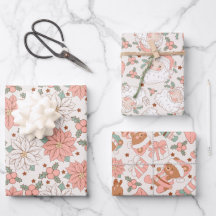 Juguetes de Navidades Santa Floral Rosa Vintage