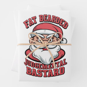 Hoja De Papel De Regalo Juicio con barba de grasa Bastard Hilarious Santa