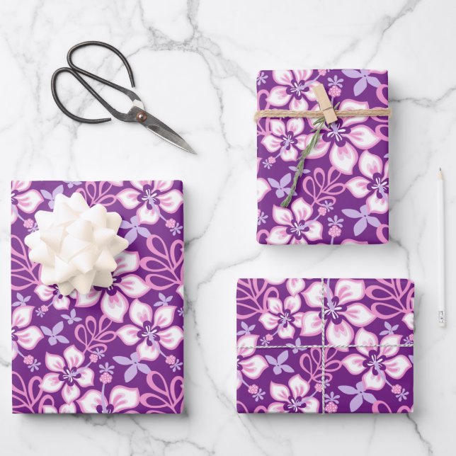 HOJA DE PAPEL DE REGALO JUNGLE SURF (PURPLE COMBO) (Anverso)