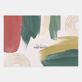 Hoja De Papel De Regalo Juntos y merry | Resumen de Navidades modernos