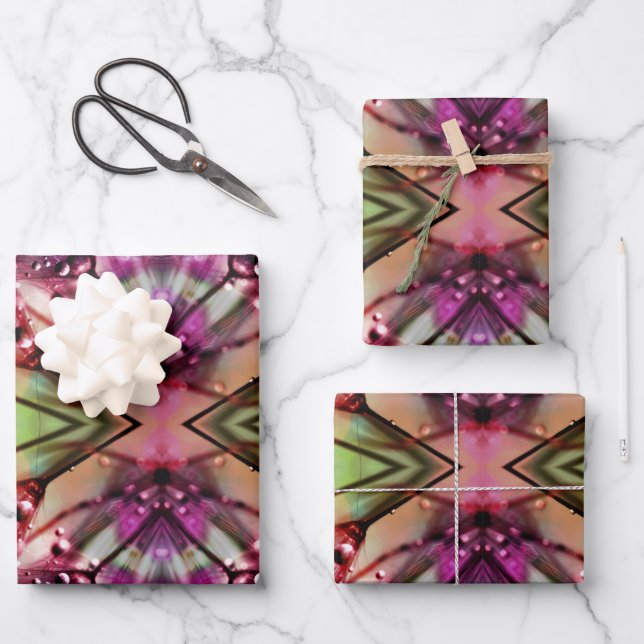 Hoja De Papel De Regalo Kaleidoscope: Resumen de arte floral (Anverso)