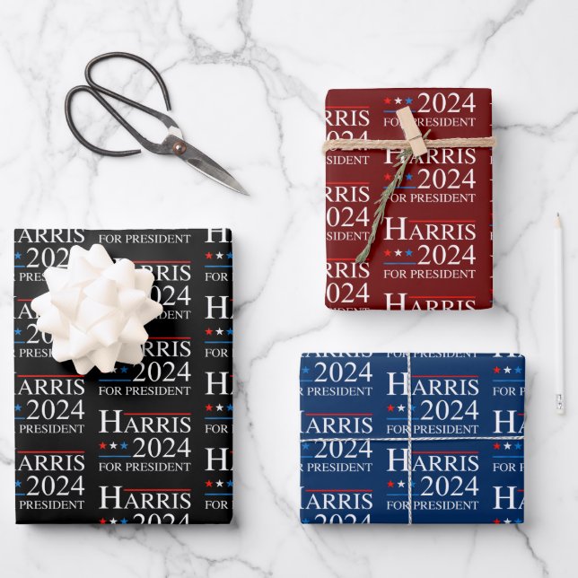 Hoja De Papel De Regalo Kamala Harris 2024 por campaña electoral presidenc (Anverso)