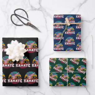 Hoja De Papel De Regalo Karate femenino - Chicas Bandera de Estados Unidos