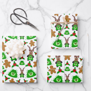 Hoja De Papel De Regalo Kasky Cute Navidades Reindeo horneando pan de gall