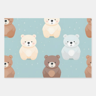Hoja De Papel De Regalo Kawaii Cute Baby Bears