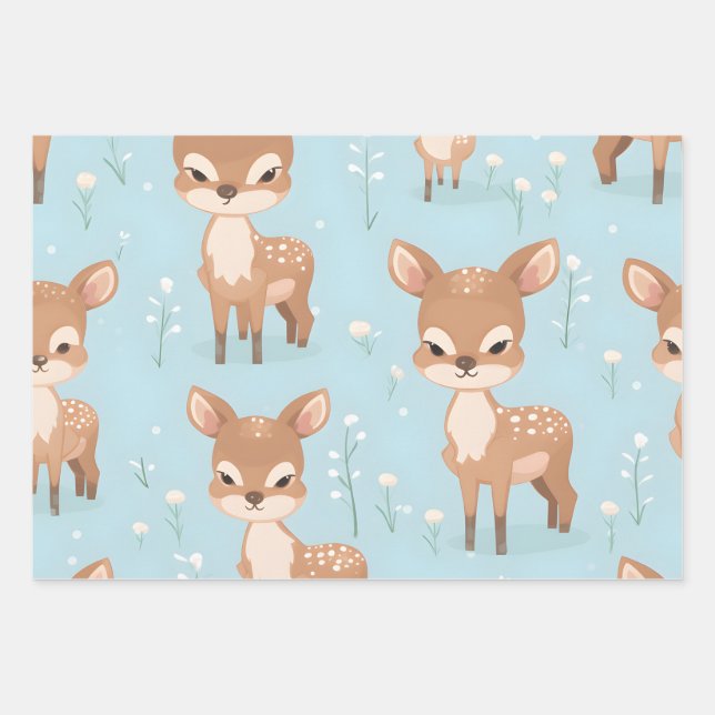 Hoja De Papel De Regalo Kawaii Cute Baby Deer (Anverso)