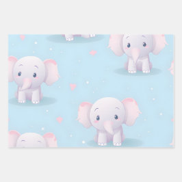 Hoja De Papel De Regalo Kawaii Cute Baby Elephant