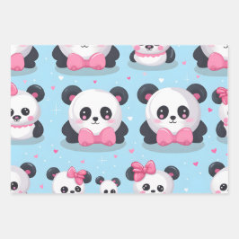 Hoja De Papel De Regalo Kawaii Cute Baby Pandas
