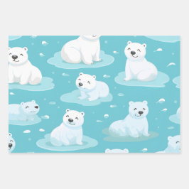 Hoja De Papel De Regalo Kawaii Cute Baby Polar Bears