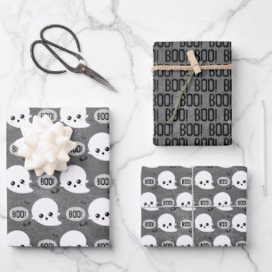 Hoja De Papel De Regalo Kawaii Ghost Halloween
