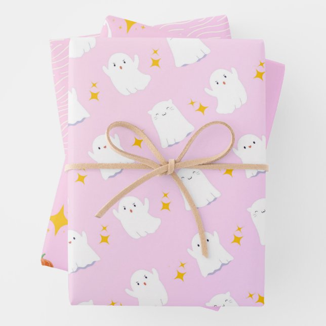 Hoja De Papel De Regalo Kawaii ghost wrapping paper (In situ)