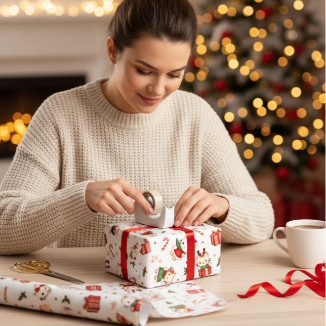 Hoja De Papel De Regalo Kawaii Kitty y sus amigos Navidades envolviendo pa (Subido por el creador)