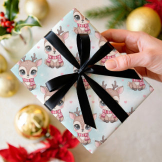 Hoja De Papel De Regalo Kawaii reindeer, Bobo rainbow Christmas