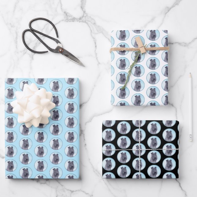 Hoja De Papel De Regalo Kerry Blue Terrier Pintura Cute Original Perro Art (Anverso)