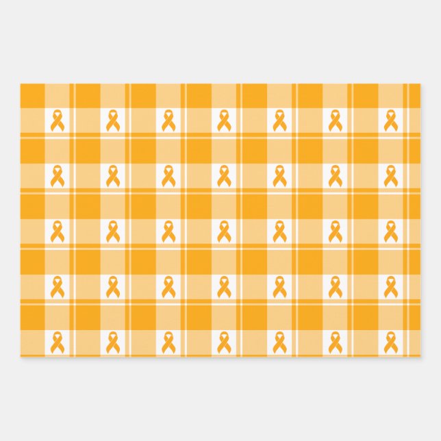 Hoja De Papel De Regalo Kidney Cancer Awareness Plaid Wrapping Paper (Anverso)