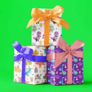 Hoja De Papel De Regalo Kids Dinosaur Birthday 