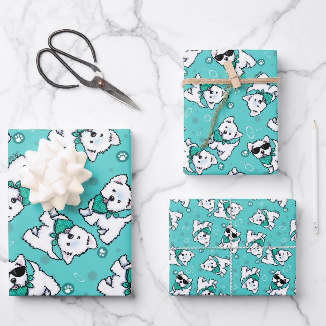 Hoja De Papel De Regalo KiniArt Cutieface Westie (Anverso)