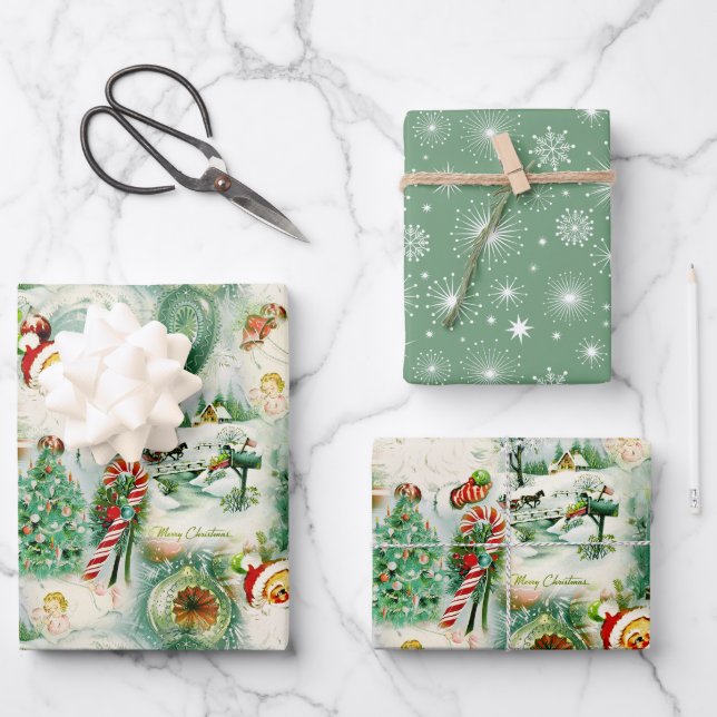 Hoja De Papel De Regalo Kitschmas nostálgicos (Anverso)