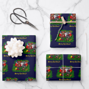 Hoja De Papel De Regalo Kitty and Puppy , Happy XMas