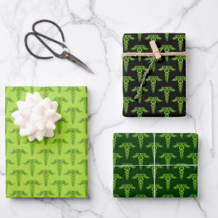 Hoja De Papel De Regalo Knot Caduceus celta verde