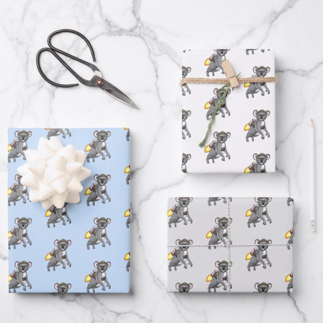 Hoja De Papel De Regalo Koala Oso Cohete (Anverso)