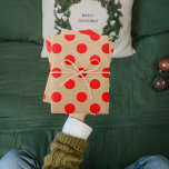 Hoja De Papel De Regalo Kraft Modern Red Christmas Dots And Stripes<br><div class="desc">Kraft Modern Red Christmas Dots And Stripes</div>