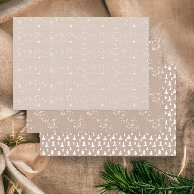 Hoja De Papel De Regalo Kraft Winter Navidades Blancos Elegantes Viñetas (Subido por el creador)
