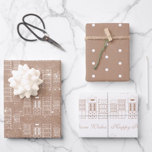 Hoja De Papel De Regalo Kraft y el escandinavo blanco moderno  (Anverso)