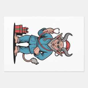 Hoja De Papel De Regalo Krampus Enfermera Navidad Malvada Xmas