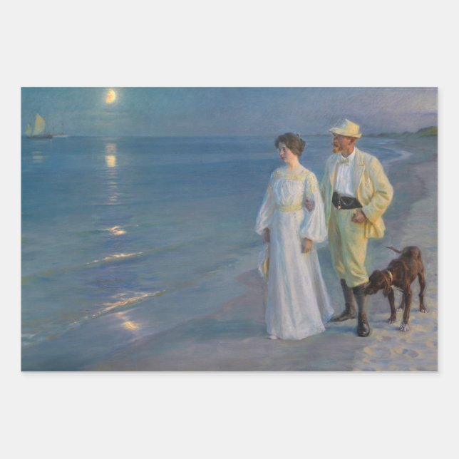 Hoja De Papel De Regalo Kroyer - El artista y su esposa en la playa (Anverso)