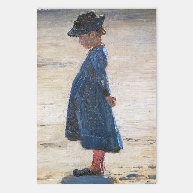 Hoja De Papel De Regalo Kroyer - Niña pequeña de pie en la playa Skagen (Subido por el creador)